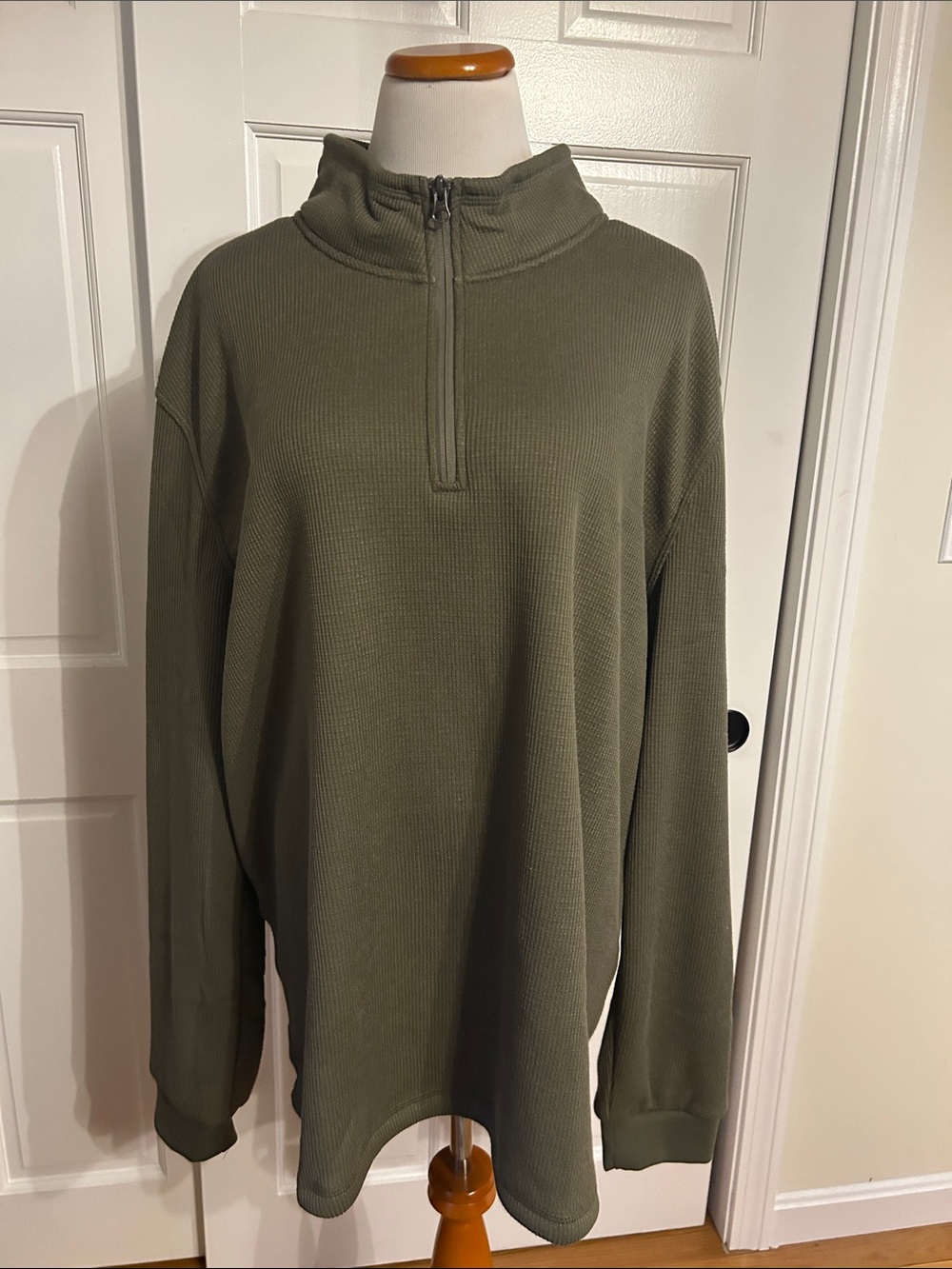 Heritage Olive Green Quarter-Zip Thermal fleece lined Pullover